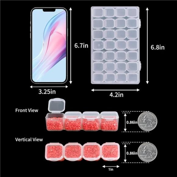 Slots 6pcs 28 Grids Diamond Painting Boxes Plastic Organizer, Bead Organizer - Picture 2 of 7